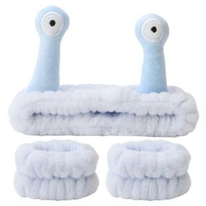 Snail Spa Headband / Wristband Set for Face Washing Skincare Makeup, [New] Blue